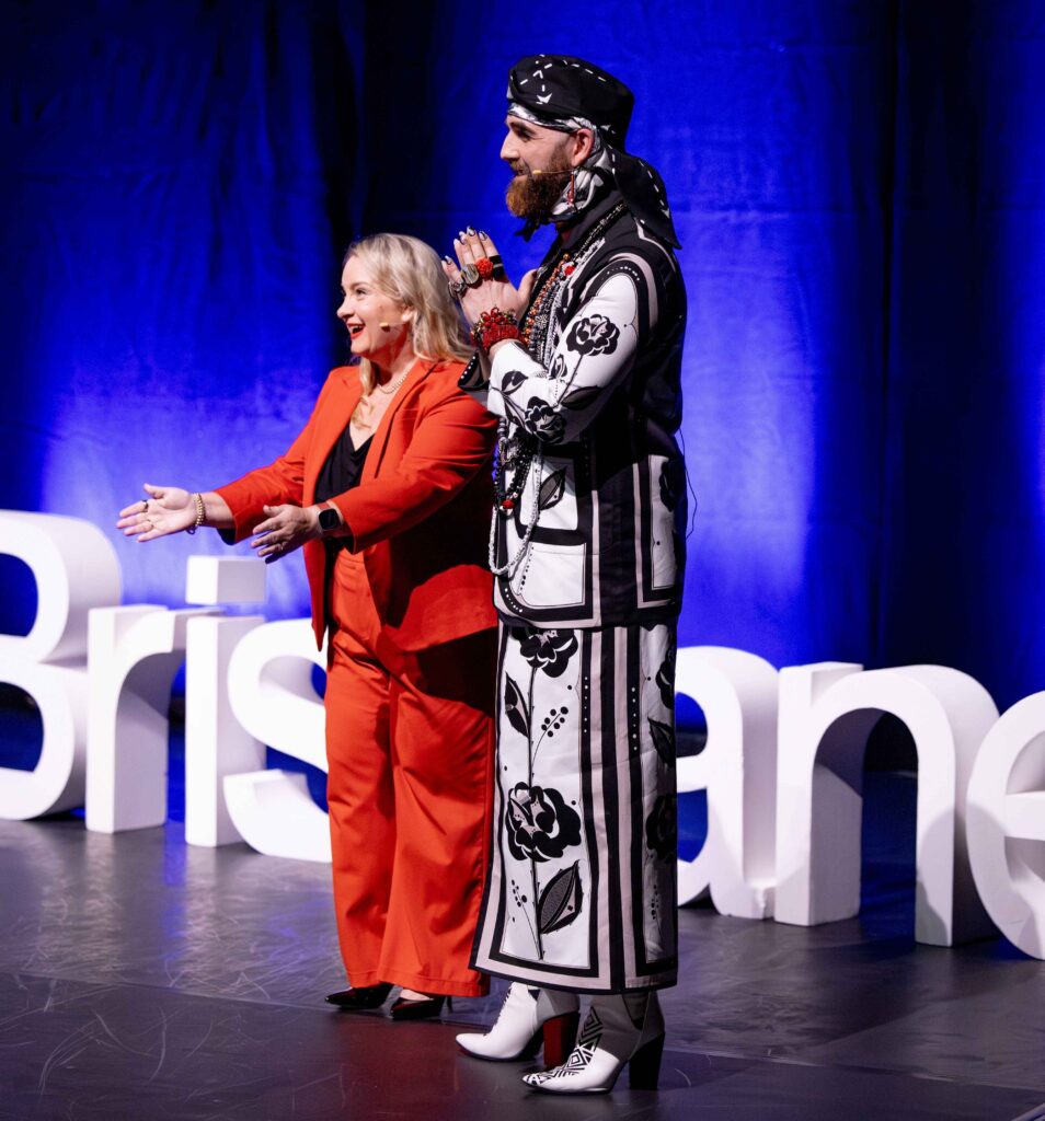Jordi and Juanita onstage together at TEDxBrisbane 2026